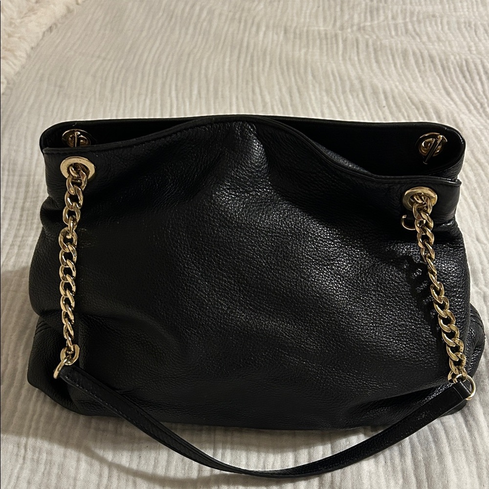 Michael Kors Black Shoulder Bag/Tote with Gold Chain